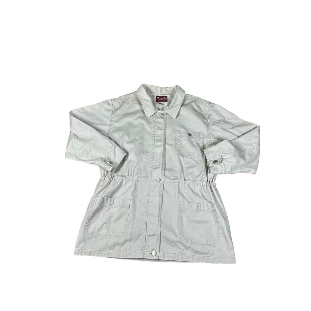 Denim & Co. Casual Utility Jacket Lightweight‎ Cotton Blend Off-White